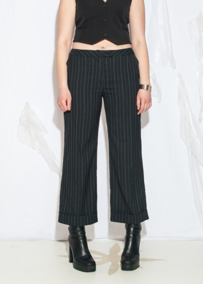 Vintage Y2K Pinstriped Trousers in Black