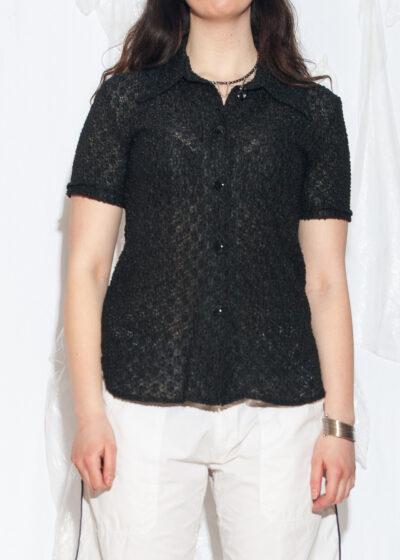 Vintage 90s Kovy Lace Shirt in Black