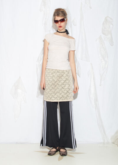 Vintage 70s Elbrina Lace Slip Skirt in Beige