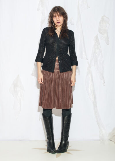 Vintage Y2K Shimmering Sheer Blouse in Black