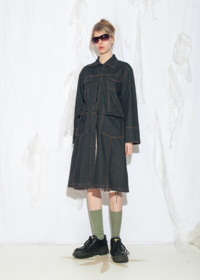 Vintage Y2K Long Denim Coat in Blue