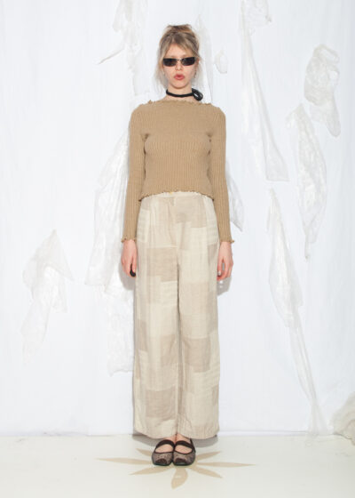 Vintage 90s Cats Wide Leg Trousers in Beige