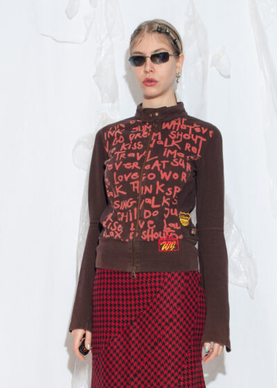 Vintage Y2K Whatever Racing Top in Brown