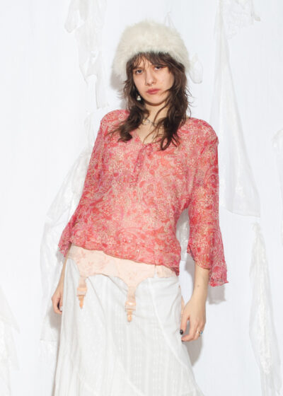 Vintage Y2K Carole Little Silk Blouse in Pink