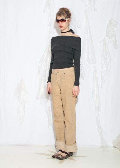 Vintage Y2K Mustang Slouchy Boyfriend Trousers in Beige Cord