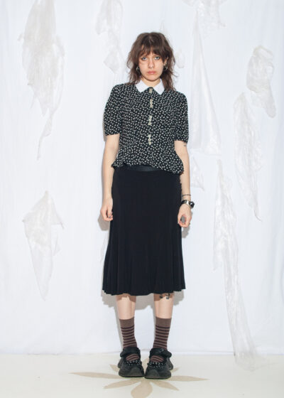 Vintage 80s Betty Barclay Blouse in Black Floral