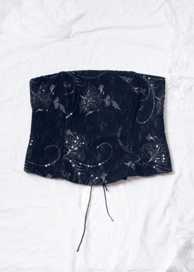 Vintage Y2K Lace-Up Corset Top in Black