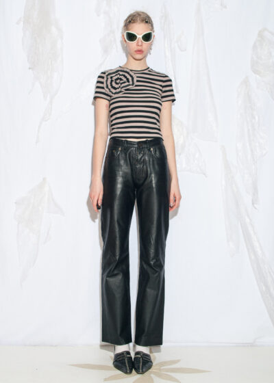 Vintage 90s Enjoy Leather Trousers in Black