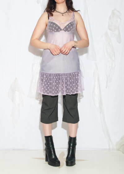 Vintage 70s Sheer Slip Dress in Pastel Purple