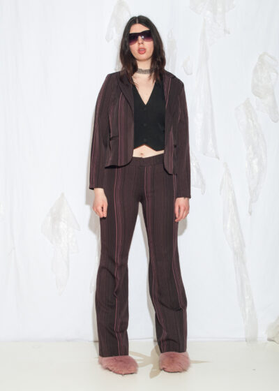 Vintage Y2K Pourquoi Pas Pinstriped Suit in Brown
