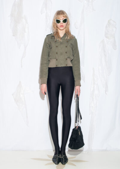 Vintage Y2K Bomber Jacket in Khaki Cotton